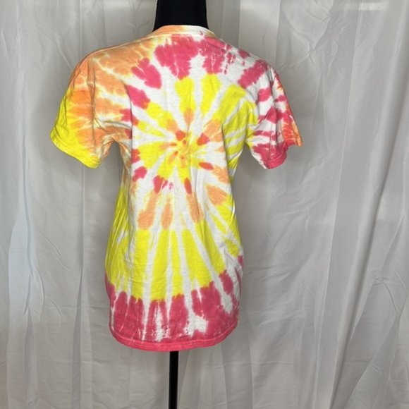 Mexico Beach Pink and Yellow Tie-Dyed Puffer Fish T-Shirt size Small - Picture 2 of 3